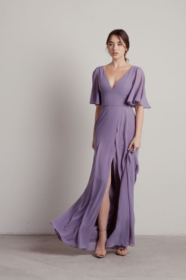 King Young Summer Chiffon Plain Mauve Maxi Dress for Women