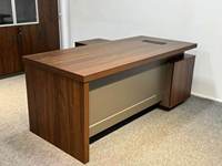 Ensemble de chaise de bureau et bureau en L avec armoire auxiliaire, en PVC, design simple et moderne, usage commercial pour bureau