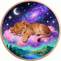 Pièce de collection unique en cuivre, 1 Troy Ounce, 999 Cuivre Fin, colorée, avec un petit lion en relief, pièce-médaille