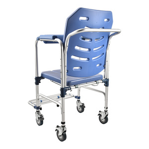 Chaise de toilette à roulettes pliable, hauteur 99 cm, pour personnes âgées, utilisation sous la douche - Product Image 4