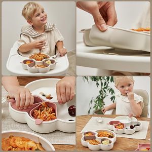 Assiettes à ventouse en silicone divisées pour tout-petits, <span class=keywords><strong>assiette</strong></span> antidérapante en silicone pour l'autonomie alimentaire du bébé, sans BPA, plateau pour enfants avec ventouse - Product Image 6