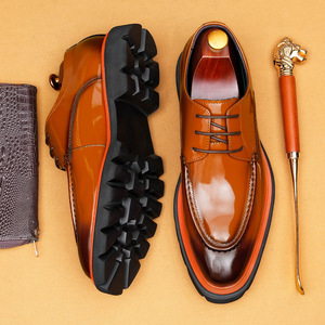 Zapatos de Cuero de Alta Gama para Hombre, para Vestir Formal, Cuero Genuino, Lujosos y Premium, Suela Gruesa, Efecto de Aumento de Altura - Product Image 1