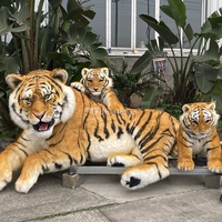 Statue d'animaux de simulation robotique personnalisable en usine pour la décoration de zoo et de parc à thème, modèle de tigre animatronique réaliste en mouvement