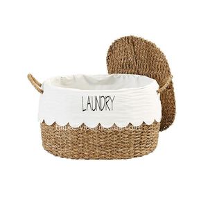 Panier de rangement en jonc de mer tissé à la main Vente en gros Panier à linge en osier fabriqué au Vietnam - Product Image 1