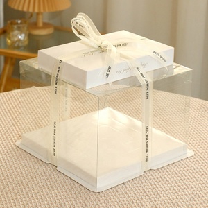 Boîte de <span class=keywords><strong>transport</strong></span> <span class=keywords><strong>transparente</strong></span> en plastique PET de luxe sur mesure pour gâteaux d'anniversaire, vente en gros - Product Image 6