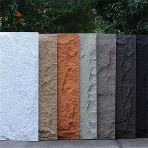 Impermeabile ignifugo 3D decorativo in poliuretano nero pietra artificiale finta cultura Rock pannello di parete di montagna per parete esterna - Product Image 2