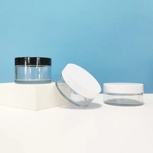 Clear 15g 30g 50g 80g 100g Transparent Low Profile Lip Balm Face Scrub Skin Care Cosmetic Containers PET <b>Plastic</b> <b>Jar</b> White Lid - Product Image 2