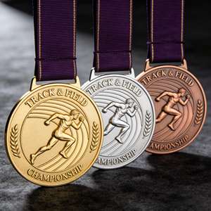 Médaille de sport <span class=keywords><strong>d</strong></span>'athlétisme professionnelle plaquée or, argent et cuivre, design personnalisable, idéale pour les compétitions athlétiques - Product Image 1