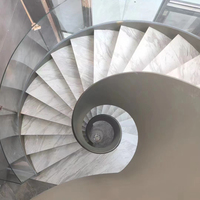 VIKO – escalier incurvé en acier au carbone, marbre gris, escalier moderne pour la maison