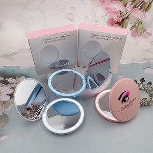 Double Sided Fold Portable Mini Pocket Vanity <b>Mirror</b> With LED Lights Makeup <b>Mirror</b> Round Compact <b>Mirror</b> Cosmetic - Product Image 3