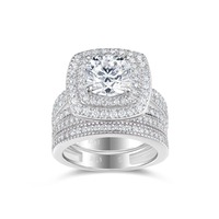 Bague de Mariage Empilable en Argent S925 de Haute Qualité avec Moissanite 3 carats VVS1, Ensemble de Deux Pièces, Bague Tendance