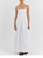Robe longue en lin pur écologique pour femmes, bretelles spaghetti, col carré, avec poches, doublée, robe d'été pour les vacances