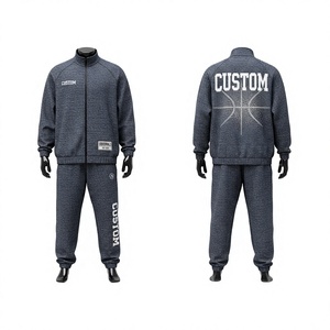 Chándal Personalizado para Hombre con Cremallera Completa, Gris Oscuro, Poliéster, Ropa Deportiva Informal, Transpirable, con Impresión por Transferencia de Calor, para Otoño - Product Image 1