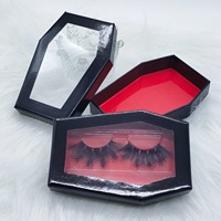 Emballage de boîte à cils noire de luxe pour Halloween Boîtes à cils en forme de cercueil Boîtes d'emballage de cils d'Halloween avec logo personnalisé Vente en gros