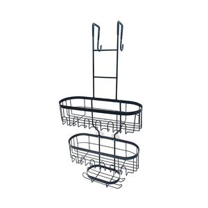 Étagère de rangement pour salle de bain Walrus, 3 niveaux, en acier carbone, panier suspendu pour gel douche, savon, avec crochets - Product Image 2