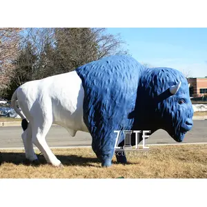 Outdoor Decoration Life Size Resin Fiberglass Buffalo Bison Statue