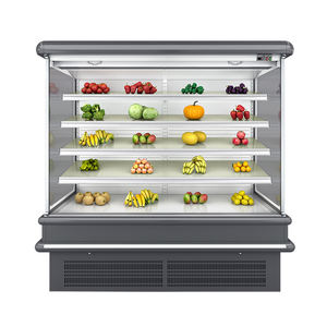 Supermercado Tienda de comestibles <span class=keywords><strong>No</strong></span> <span class=keywords><strong>Frost</strong></span> Comercial Vegetal Frutas Display Refrigerador Bebida Enfriador abierto para la venta - Product Image 5