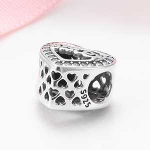 Abalorios de Plata de Ley 925 con forma de corazón y circonita, Charms para pulsera customizable - Product Image 5