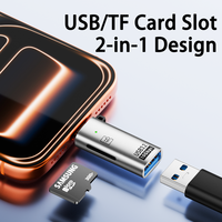 Kartu Memori TF 2 in 1 Kapasitas 2TB, Pembaca Kartu USB3.2 Tipe C Male ke USB A Female, Adaptor Transfer 10Gbps untuk Ponsel, Tablet, Laptop dengan Lubang Kunci