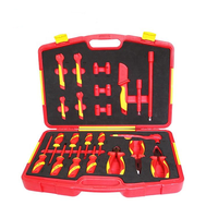 Jeu de 25 outils G2030008 en acier spécial isolé VDE 1000V pour électricien, comprenant des pinces, des clés à fourche et des douilles hexagonales, avec étui rigide