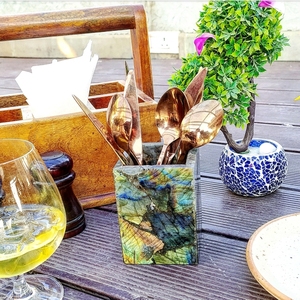 Soporte para Cubiertos de Piedra de Labradorita Natural, Organizador de Cocina, Accesorios de Piedras Preciosas, Proveedor Mayorista, Artículo Duradero, Regalo - Product Image 1