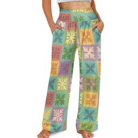 Factory Wholesale Custom Women'S Pants Low Moq Rainbow Hawaiian Quilt Print Elegant Pallazo Pants Women Official