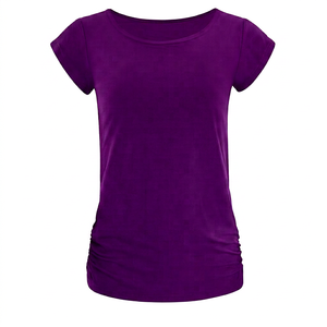Nouveaux hauts plissés Miyake pour femmes, t-shirts décontractés à manches courtes en polyester tissé respirant et confortable, couleur unie - Product Image 1