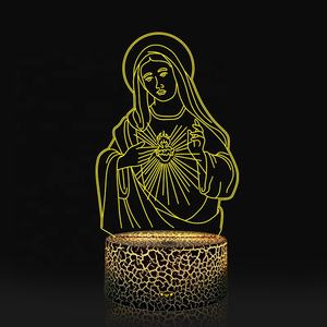 Lámpara de Noche Infantil con Sensor Táctil, Ilusión 3D de la Virgen María con Degradado de 7 Colores, Decoración para Dormitorio, Regalos de <span class=keywords><strong>Buena</strong></span> <span class=keywords><strong>Suerte</strong></span> - Product Image 1