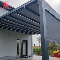 Auvent rétractable électrique toutes saisons en aluminium et PVC, écologique, pour restaurant en plein air, cour, protection solaire personnalisée, auvent LED, nature