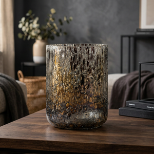 Handcrafted Mosaic <b>Glass</b> Votive Holder Cylindrical Candle <b>Jar</b> Round Home <b>Decor</b> Centerpiece - Product Image 3