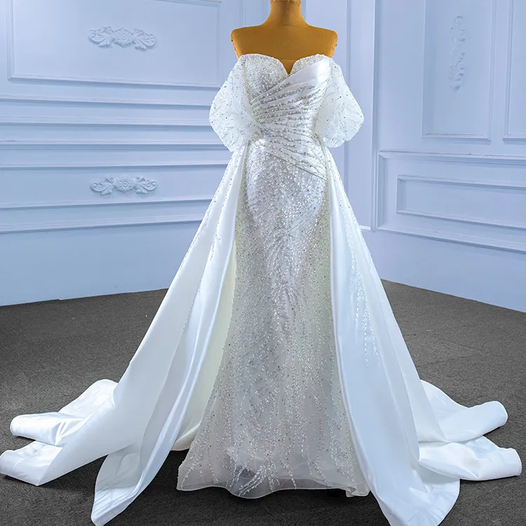 חדש אופנה אלגנטי חתונת שמלה עם מנותק רכבת אונליין חדש כלה שמלה