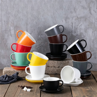 Ensemble tasse et soucoupe à cappuccino en céramique européenne 470cc, écologique, sans BPA, classique, minimaliste, avec anse et glaçure épaisse, pour latte art