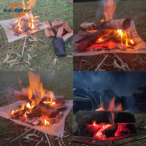 Foyer — foyer de bois pliable 16.5 pouces, 42x42cm, feuille de maille en acier inoxydable, support de combustion de bois de feu, Camping - Product Image 1