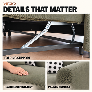 Modern Pull Out <strong>Sofa</strong> Bed with Green Upholstered Seat and Reclining Back for Furniture Distributor Orders - Product Image 2