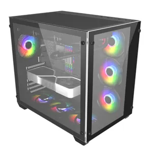 Wholesale 2024 Latest Design Two Tempered Glass Sides Cube PC Tower Computer Case Gabinete ITX PC With RGB Gaming Computer Cases