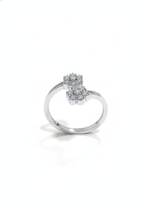 Open Floral Diamond <b>Ring</b> Natural & Lab Grown Diamonds 925 <b>Silver</b> / 10KT 14KT 18KT <b>Adjustable</b> Wrap <b>Ring</b> - Product Image 3