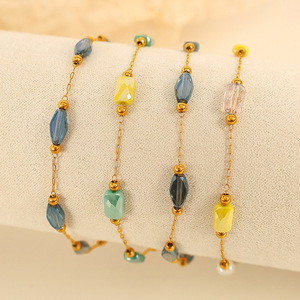 Conjunto de Collar de Moda con Cuentas, Cadena Ovalada de Cristal y Diamantes de Imitación, Joyería de Fiesta para Mujer, Accesorio de Aleación de Zinc - Product Image 2