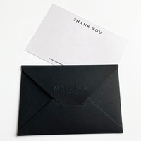 Moda elegante embalaje personalizado gracias tarjeta sobre negro con sello adhesivo