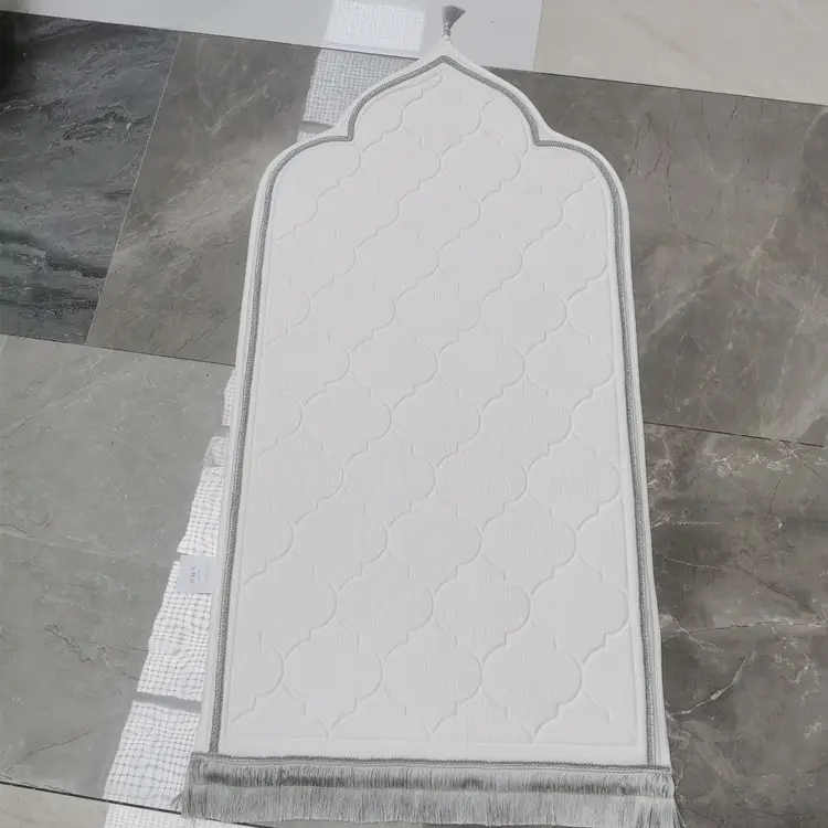 Alfombra de oración Premium islámica Alfombra de adoración en forma de relieve grueso de franela acolchada suave con flecos