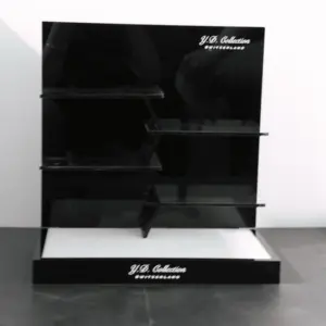 Custom Logo High End Counter Use Luxury Black Acrylic Durable Sunglasses Table Display Stand