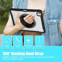 Étui pour iPad Pro 13 (2025) (2024) avec support PC+TPU+Silicone, anti-chute, support stable avec sangle de main rotative, design double couche