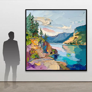 Nuevo estilo, textura gruesa, paisaje, pintura al óleo, Cordillera, Arte con <span class=keywords><strong>pino</strong></span>, lienzo, Base, decoración mural - Product Image 1