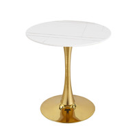 Table basse ronde moderne et légère en travertin/pierre avec base en or