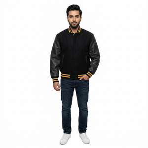 Veste universitaire d'hiver en laine 100% de haute qualité, col montant, broderie sur le devant, pour hommes et femmes, vente en gros OEM - Product Image 1