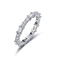 Bague Éternité en Argent S925 avec Moissanite, Sertie de Pierres sur Toute la Ligne, Anneau Fermé Minimaliste, Gemme Créée en Laboratoire Certifiée GRA pour Femme