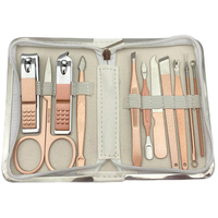 WELLFLYER-Ensemble de manucure en acier inoxydable, ensemble de 11 coupe-ongles portable, sac à fermeture éclair, ensemble de soins de beauté pour le voyage, nouveauté MS-1011