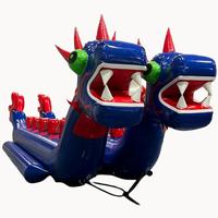 Bateau banane gonflable double bleu foncé pour sports nautiques, jeu aquatique amusant, bateau dragon flottant, jouet gonflable tractable pour l'eau
