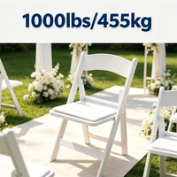 Chaise pliante en résine blanche pour événements, empilable, rembourrée, portable, en plastique, pour location extérieure et fêtes