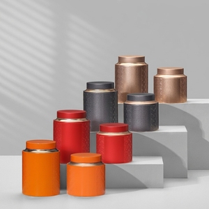Boîte à thé en métal de qualité alimentaire RTS, 105*145mm, ronde, rouge, pour l'emballage du thé Siraitia <span class=keywords><strong>Grosvenor</strong></span>, logo personnalisé disponible - Product Image 4