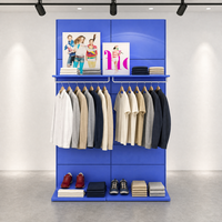 Système d'affichage mural modulaire bleu roi pour vêtements, étagères à chaussures, tringle de suspension, coloré et sur mesure